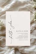 Personalised Vertical Script Wedding Invitation | A5 | 300gsm, Linen or Hammered