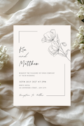 Personalised Line Art Floral Wedding Invitation | A5 | 300gsm, Linen or Hammered