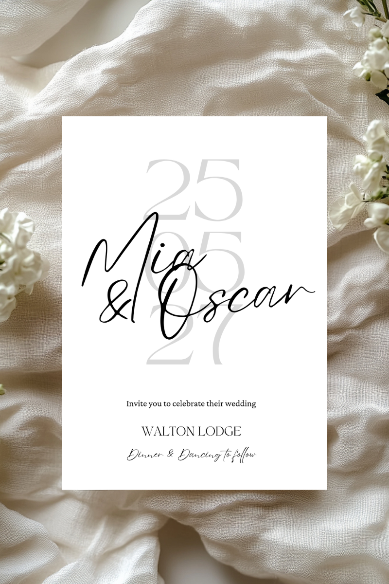 Personalised Date Script Wedding Invitation | A5 | 300gsm, Linen or Hammered