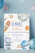 1st Trip Around the Sun | Space & Planet 1st Birthday Invitations | Personalised Printed Cards