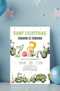 Construction Dumper Truck Birthday Party Invitations | Personalised Printed Cards