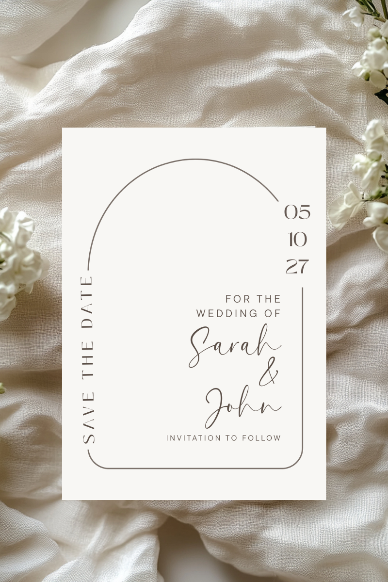 Personalised Arch Frame Save the Date Card | A5 | 300gsm, Linen or Hammered