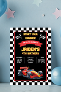 Start Your Engines Racing Birthday Party Invitations | Personalised Printed Cards