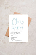 Personalised Oh Baby! Blue Baby Shower Invitation | Printed Cards