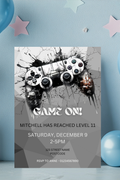 Game On Gaming Birthday Party Invitations | Personalised Printed Cards