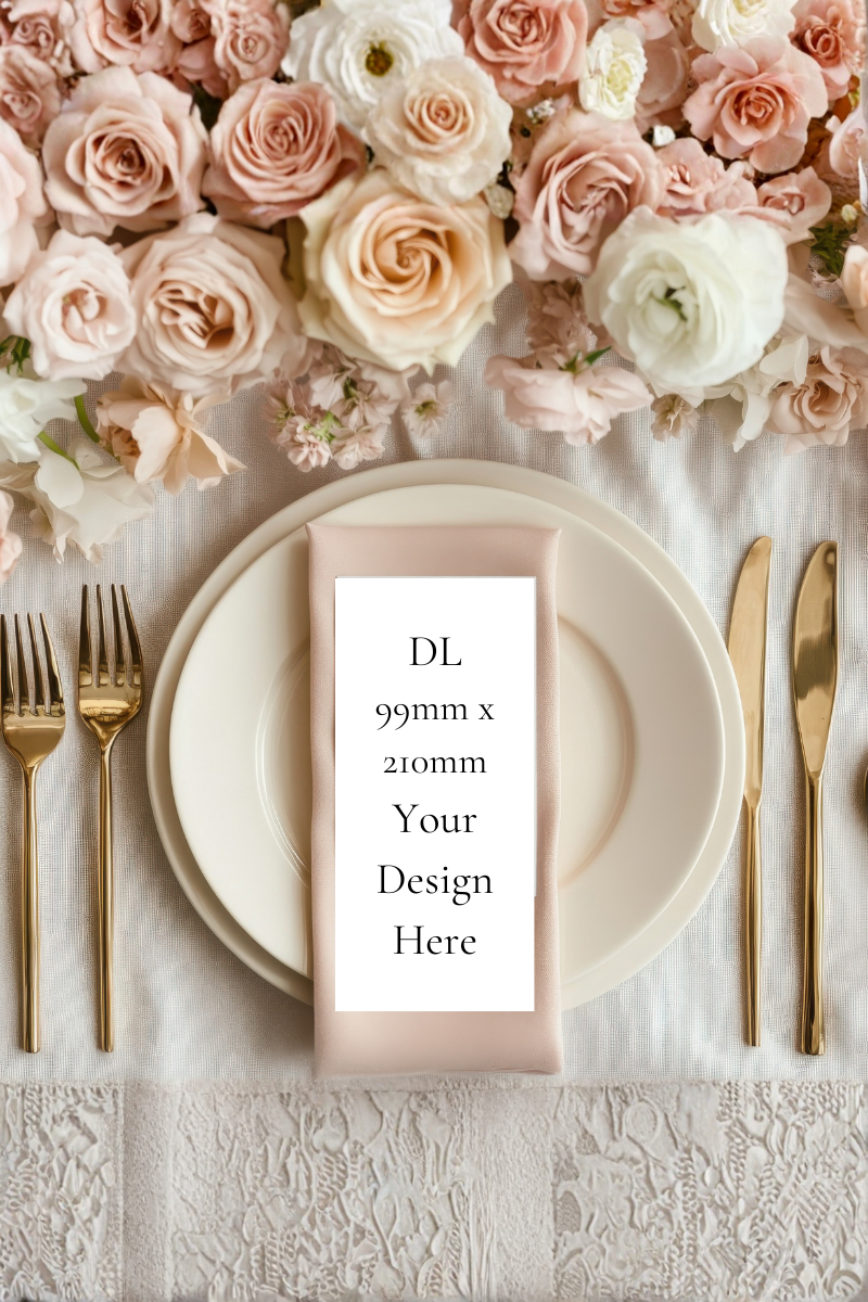 DL Wedding Menu Cards | 99 x 210mm | Your Design | JJ Bespoke Print