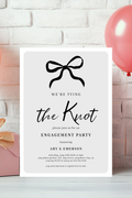 Engagement Party Invitations | Black & White Bow Design | Personalised Printed Cards