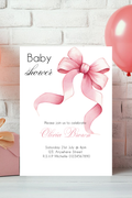 Bow Baby Shower Invitations | Personalised Printed Cards | Also Perfect for Birthdays