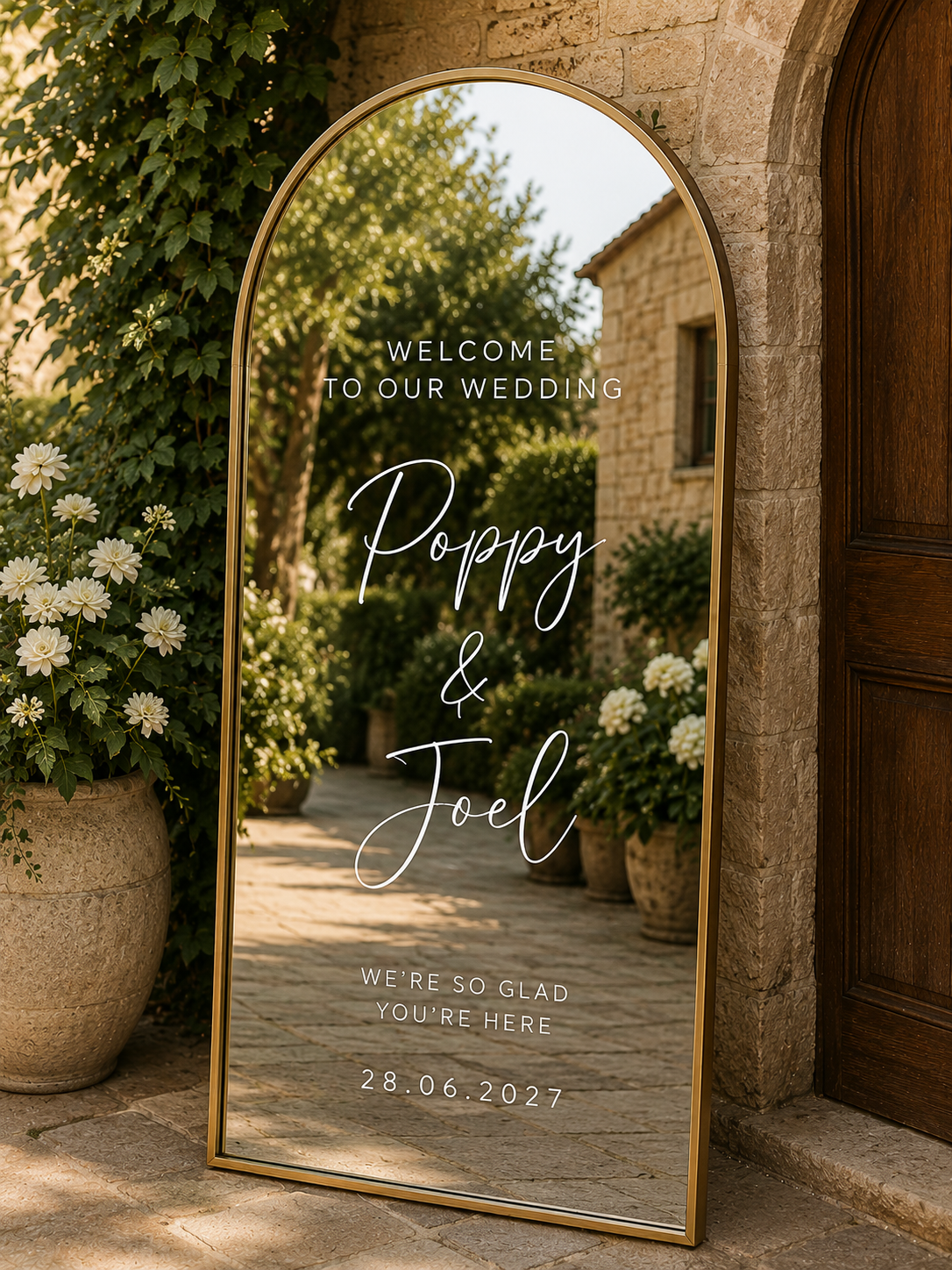 Wedding Mirror Vinyl Decal | Personalised Mirror Sticker for Wedding Décor