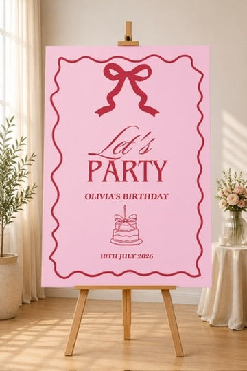 Personalised Let's Party Birthday Welcome Sign | Foamex Board | A3, A2 & A1