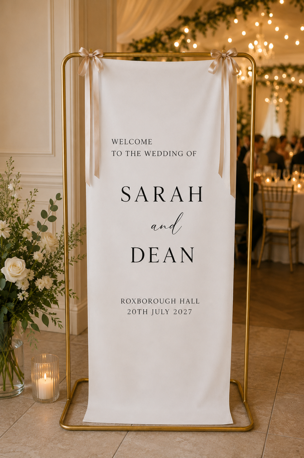 Luxury Fabric Wedding Sign | Modern Font | Personalised Fabric Signage