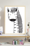 Zebra Nursery Print – Minimalist Line Drawing