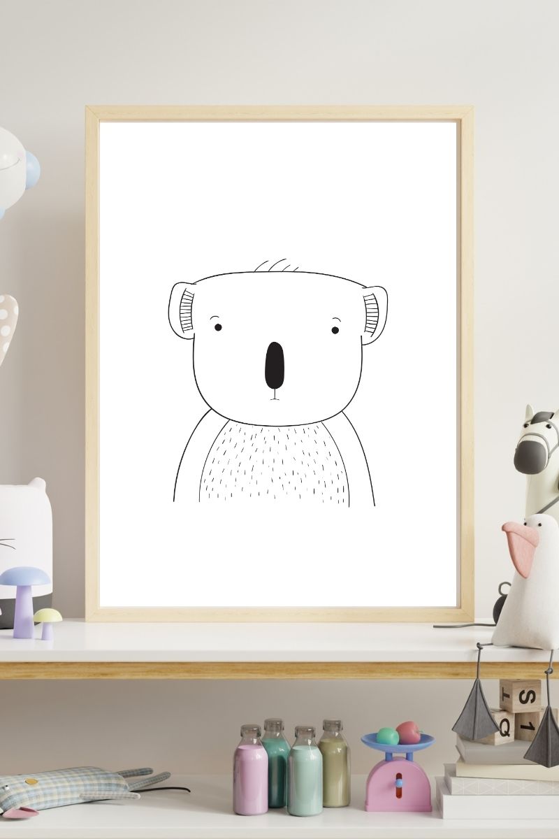 Koala Nursery Print – Minimalist Line Drawing