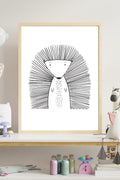 Hedgehog Nursery Print – Minimalist Line Drawing