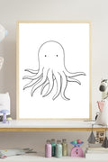 Octopus Nursery Print – Minimalist Line Drawing