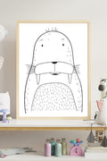Walrus Nursery Print - Minimalist Line Drawing