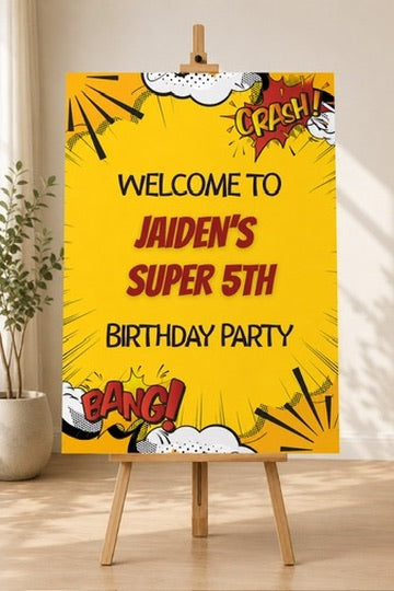 Personalised Comic Book BANG! Birthday Welcome Sign | Foamex Board | A3, A2 & A1