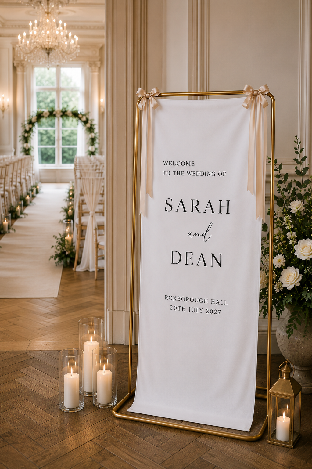 Luxury Fabric Wedding Sign | Modern Font | Personalised Fabric Signage