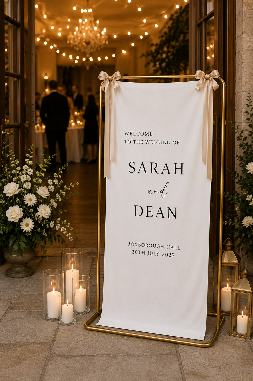 Luxury Fabric Wedding Sign | Modern Font | Personalised Fabric Signage