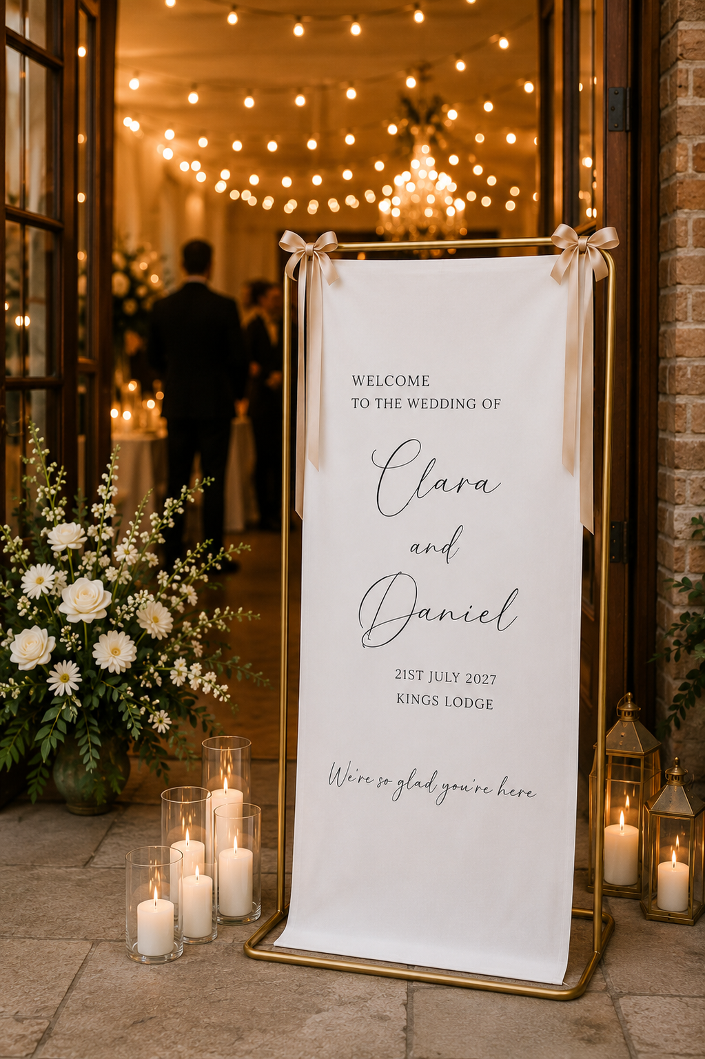 Luxury Fabric Wedding Sign | Script Font | Personalised Fabric Signage
