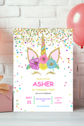 Unicorn Birthday Party Invitations | Personalised Printed Cards