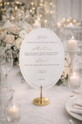 Luxury Foiled Oval Wedding Menu Cards | Personalised Reception Menus