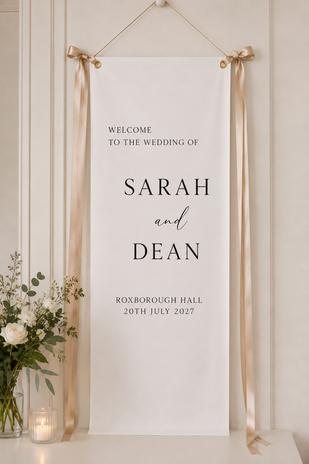 Luxury Fabric Wedding Sign | Modern Font | Personalised Fabric Signage