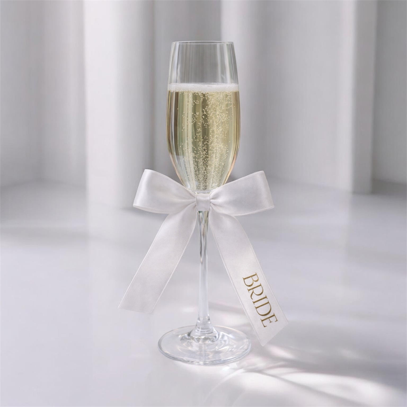 Luxury Satin Personalised Foiled Ribbon for Champagne Glasses & More