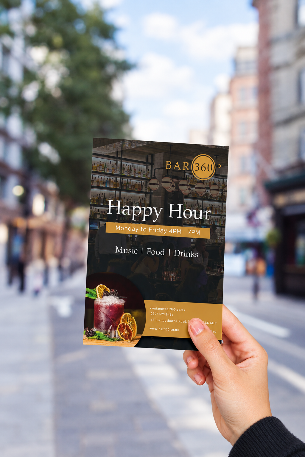 Bar 360 flyer, portrait version