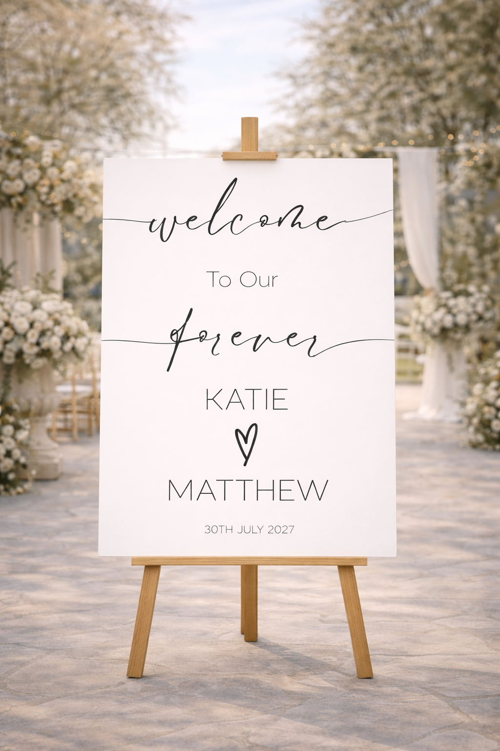 'Welcome to Our Forever' Wedding Signage Board | Personalised Foamex Sign