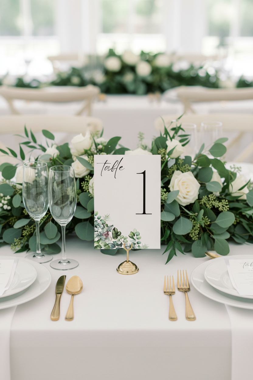 Botanical Greenery Table Number Lifestyle Mockup