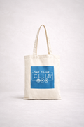 Branded tote bag in a 2:3 portrait composition