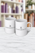 Branded white mugs in a 2:3 portrait lifestyle image
