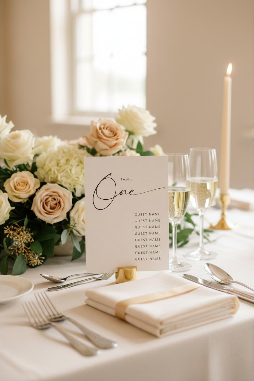 Calligraphy Script Table Plan Card Lifestyle Mockup