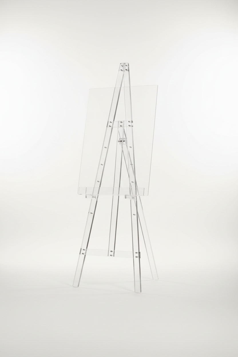 Clear Acrylic Easel Stand — Clean Background
