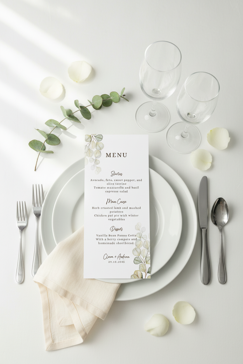 Eucalyptus Menu - Flat Lay Place Setting