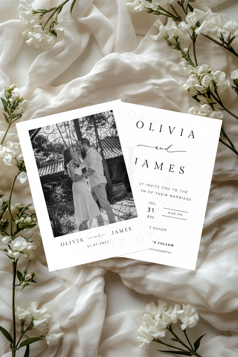 Double Sided Photo Wedding Invitation | Personalised Luxury Wedding Stationery