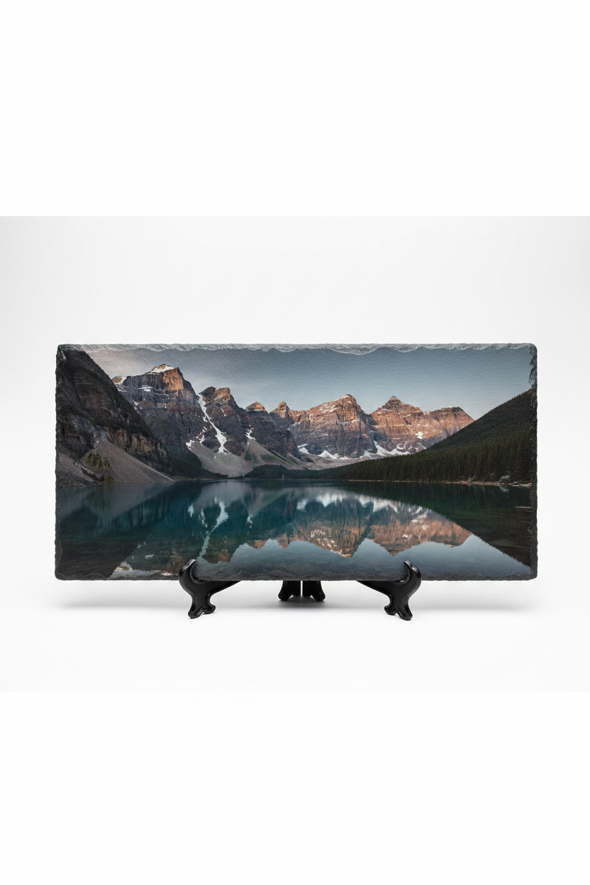 Personalised panoramic slate photo print 19x29cm on stand legs