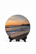 Personalised round slate photo print 9cm diameter on stand legs