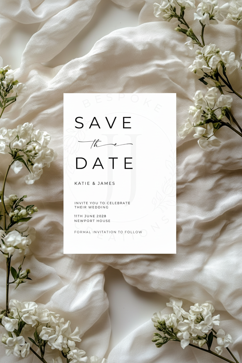 Simplistic Modern Save the Date Card | Personalised Wedding Stationery