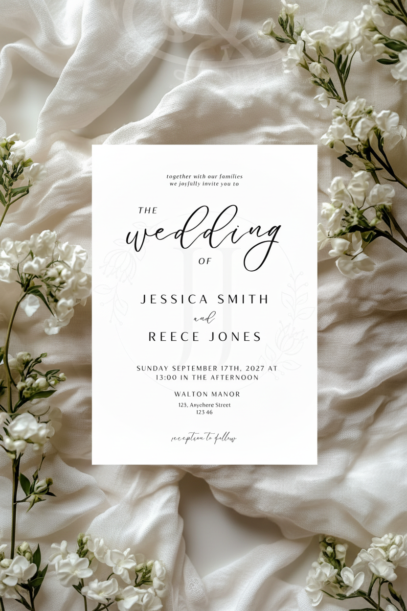 Romantic Script Wedding Invitation | Personalised Luxury Wedding Stationery