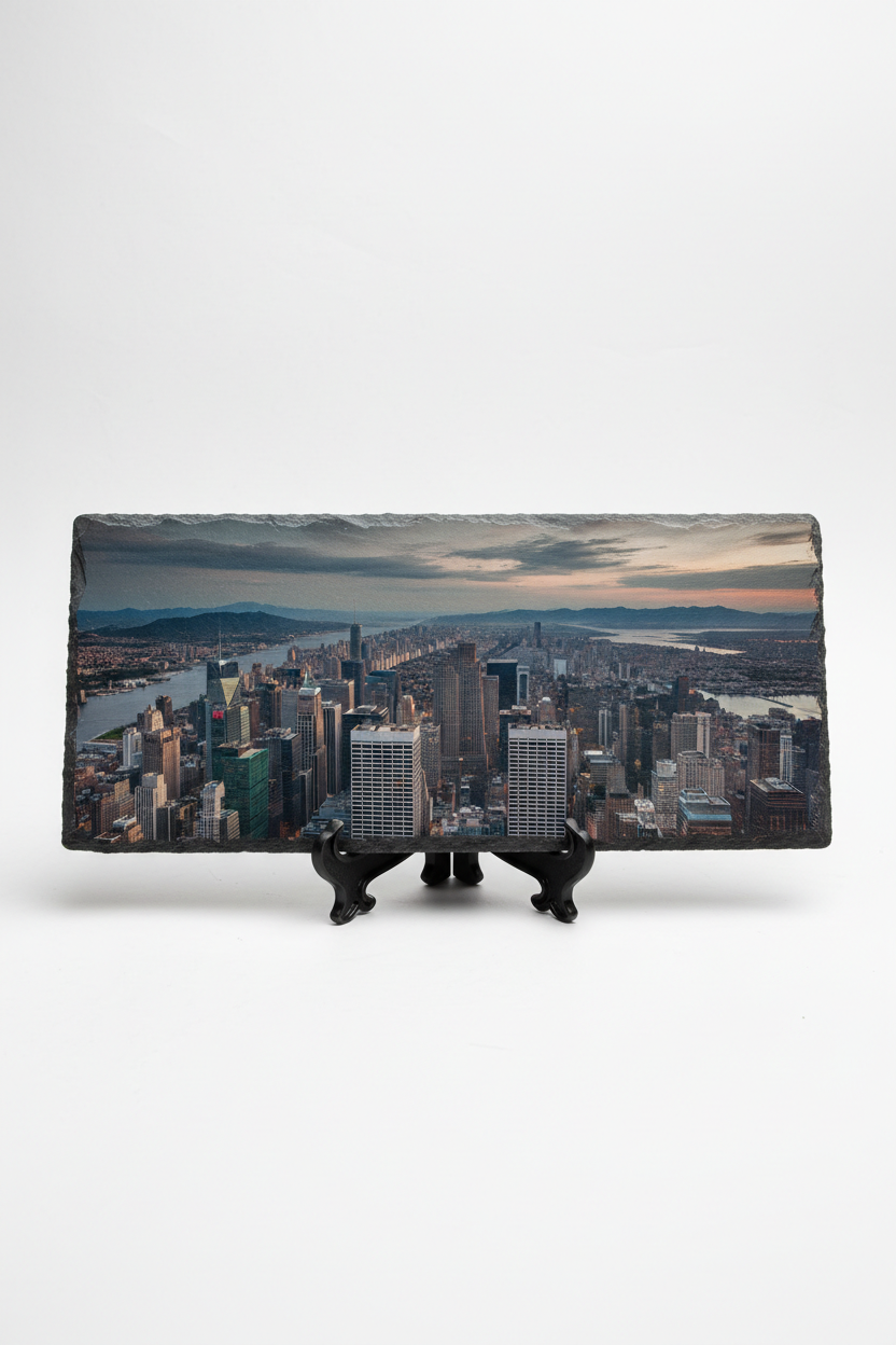 Personalised panoramic slate photo print 12x22cm on stand legs