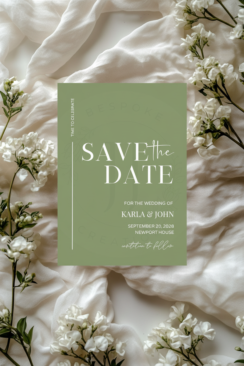 Block Colour Save the Date Card | Colour Customisable | Personalised Wedding Stationery
