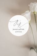 Initials, Name & Date Personalised Wedding Stickers | Custom Round Labels