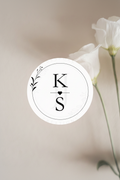 Personalised Initial Wedding Stickers | Simple Floral Detail | Custom Labels