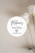 Personalised Hen Party Stickers | Custom Round Labels for Hen Do Favours