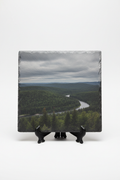 Personalised slate photo print 19cm square on stand legs