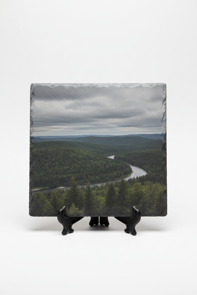 Personalised slate photo print 19cm square on stand legs