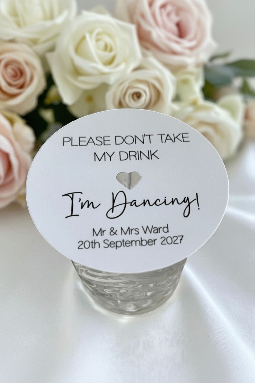 'Please Don't Take My Drink, I'm Dancing' Personalised Wedding Coaster