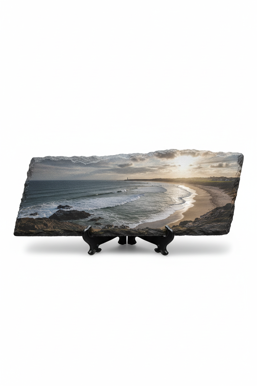 Personalised panoramic slate photo print 15x29cm on stand legs
